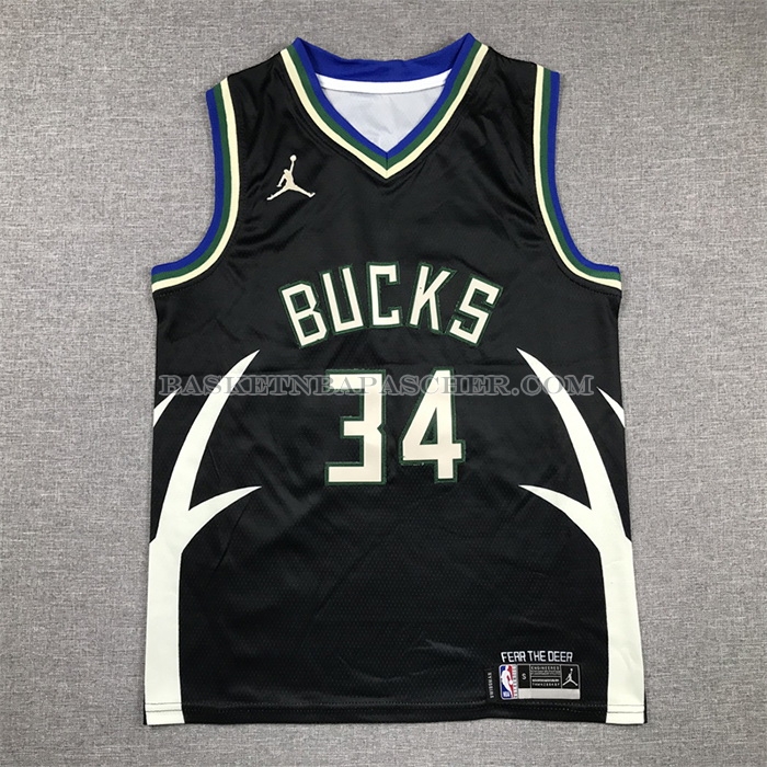 Maillot Enfant Milwaukee Bucks Giannis Antetokounmpo NO 34 Statement 2022-23 Noir